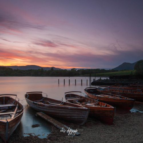 Sunset over Lake Derwentwater, Lake District